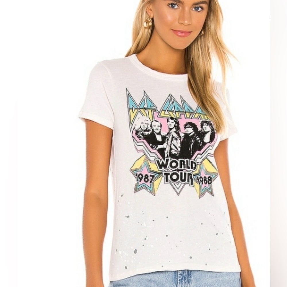 🆕 Chaser |Evereve| Def Leppard World Tour ‘87 Graphic Band Tee, Cream, Size S - Picture 2 of 12